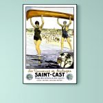 Affiche vintage de la côte des Légendes à Brest, illustrant des vacances balnéaires avec des enfants.