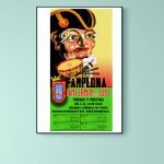 Affiche vintage de la Feria de San Fermin 1991 à Pamplona.