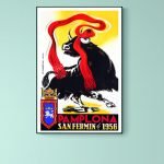 Affiche vintage de la Feria de San Fermin 1991 à Pamplona.