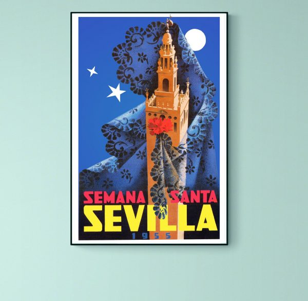 Affiche vintage pour la Feria de Séville 1955.