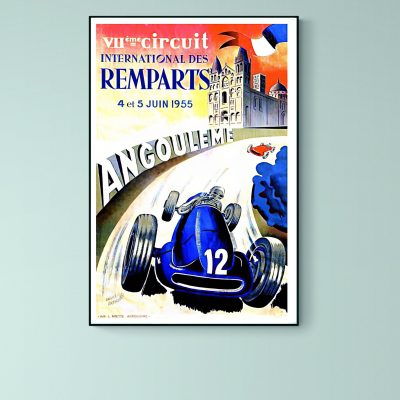 Affiche Circuit International des remparts - Angoulême 1955