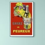 Affiche vintage Martini Vermouth avec un personnage humoristique et bouteille emblématique.