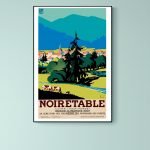 Affiche vintage de la Creuse, paysage de Crozant avec montagnes et rivière.