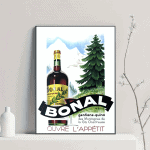 Bouteille Bonal, affiche vintage Bretagne, décoration murale.