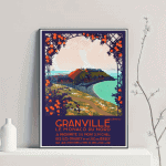 Affiche vintage de Granville, Côte des Légendes, avec vue sur la mer et la côte.