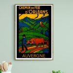 Affiche vintage de la ligne ferroviaire d'Orléans dans la région Auvergne.