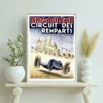 Affiche vintage du circuit des remparts d'Angoulême, datant du 2 juillet 1939, avec une illustration.