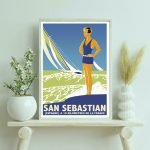 Affiche vintage de la fête de San Fermin à Pampelune, Espagne, datant de 1991.