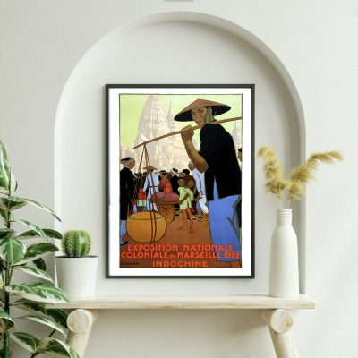 Affiche vintage de l'exposition coloniale de Marseille 1992, représentant la Sedelle à Crozant.