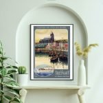 Affiche vintage de Brest avec vue sur le port et la côte légendaire.