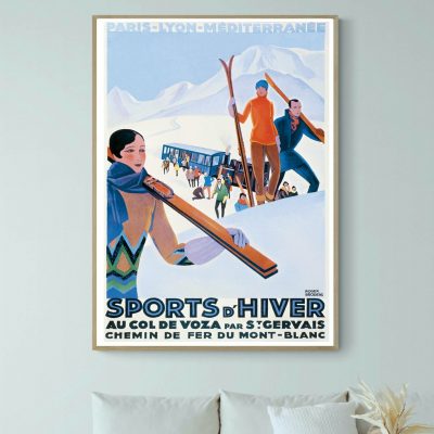 Affiche Sports d'Hiver, au col de Voza par Saint Gervais