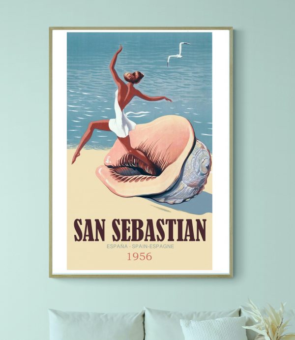 Affiche vintage Gitanes, publicité pour cigarettes, avec scène rétro et design artistique.