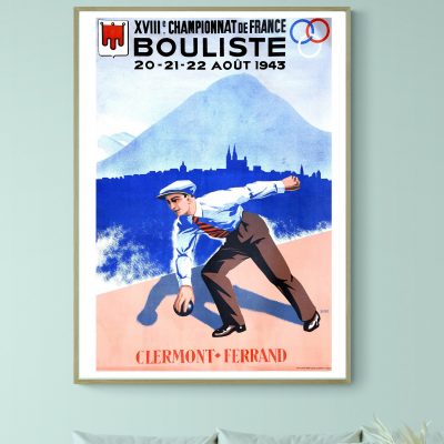 Affiche Championnat de France de Bouliste - Clermont Ferrand 1943