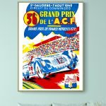 Affiche vintage de la course automobile de 1949 au circuit du Comminges.