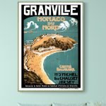 Affiche vintage Monaco du Nord avec vue de la plage et du centre balnéaire.