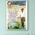 Affiche vintage de Grandcamp-les-Bains, station balnéaire en Normandie.