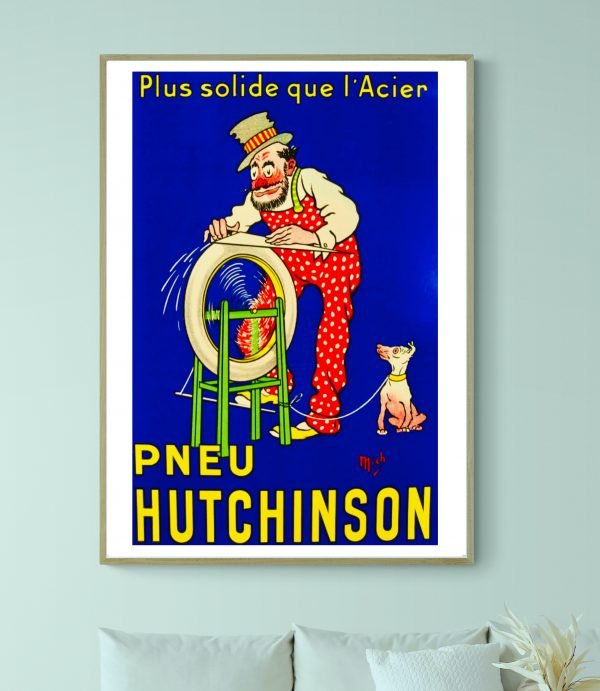 Affiche Vélo Pneu Hutchinson Bleu