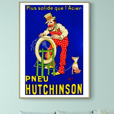 Affiche Vélo Pneu Hutchinson Bleu