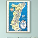 Affiche vintage de la région Auvergne, France, avec trophées sportifs de 1966.