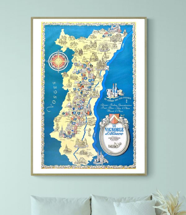 Affiche vintage de la région Auvergne, France, avec trophées sportifs de 1966.