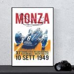 Affiche vintage de course automobile Monza 1949.