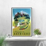 Affiche vintage de la Creuse avec la Sedelle à Crozant, paysage de montagne et rivière.