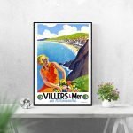 Affiche vintage de Brest, mettant en valeur la côte des Légendes avec mer, falaises et paysage côtie.