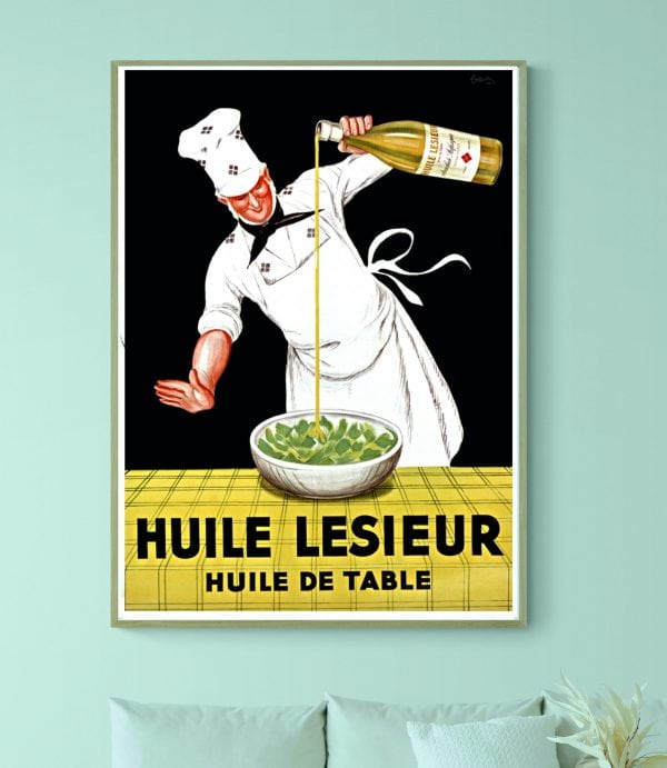 Balcon de cuisine vintage avec affiche Huile Lesieur.