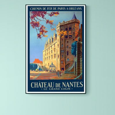 Affiche vintage du Château de Nantes, Le Grand Logis, avec détails architecturaux.