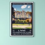 Affiche vintage de la région de la Loire avec château et paysages. Parfaite pour décoration ou colle.