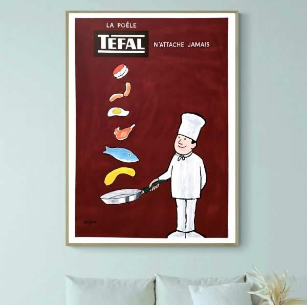Affiche Tefal, la poêle n'attache jamais