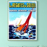 Affiche vintage de régates à Bandol, Bendor, Sanary, Méditerranée.