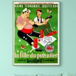 Affiche vintage Le Schpountz de Marcel Pagnol, illustrant une scène humoristique du film classique f.