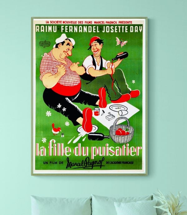 Affiche vintage Le Schpountz de Marcel Pagnol, illustrant une scène humoristique du film classique f.