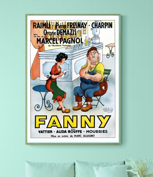 Affiche vintage du film Le Schpountz de Marcel Pagnol, illustrée avec personnages humoristiques et c.