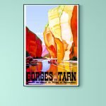 Affiche vintage des Gorges du Tarn, paysage coloré et artistique.