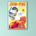Affiche vintage Juan-les-Pins et Antibes, style rétro, décoration murale.