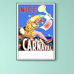 Affiche vintage Ricqlès, seul véritable alcool de menthe, pour un carnaval coloré et rafraîchissant.