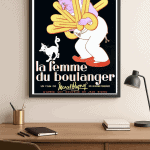 Affiche vintage du film "La femme du boulanger" de Marcel Pagnol, avec un design rétro et couleurs v.