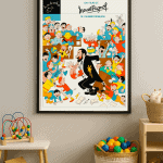 Affiche vintage du film Le Schpountz de Marcel Pagnol, illustrant une scène joyeuse et colorée.