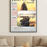 Affiche vintage Côte d'Azur Varoise, illustration colorée de la plage de Morgat en Finistère.