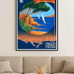 Affiche vintage de la Côte d'Azur Varoise avec mer et soleil, idéale pour décoration rétro.