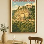 Affiche vintage de la région de Regua dans la vallée du Douro, Portugal, avec paysages pittoresques.