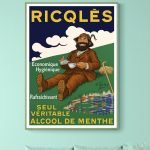 Affiche vintage Ricqlès, véritable alcool de menthe, mettant en avant ses qualités hygiéniques et ra.