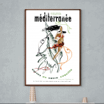 Affiche vintage Club Méditerranée, sortie de votre coquille, illustration colorée et rétro.