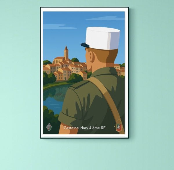 Affiche vintage de San Sebastian avec vue sur la ville et le fleuve.