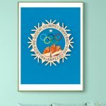 Affiche vintage des Jeux Olympiques d'hiver à Cortina Dolomiti.