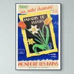 Affiche vintage Mexico avec fleurs colorées dans un cadre charmant, évoquant la beauté et la culture.