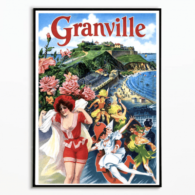 Affiche vintage Joséphine Baker à Granville, style moderne et coloré.
