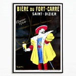 Affiche vintage de bière du Fort Carré à Saint Dizier, style rétro avec personnage historique.